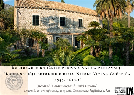 Predavanje u Znanstvenoj: Lice i naličje retorike u djelu Nikole Vitova Gučetića (1549.-1610.)